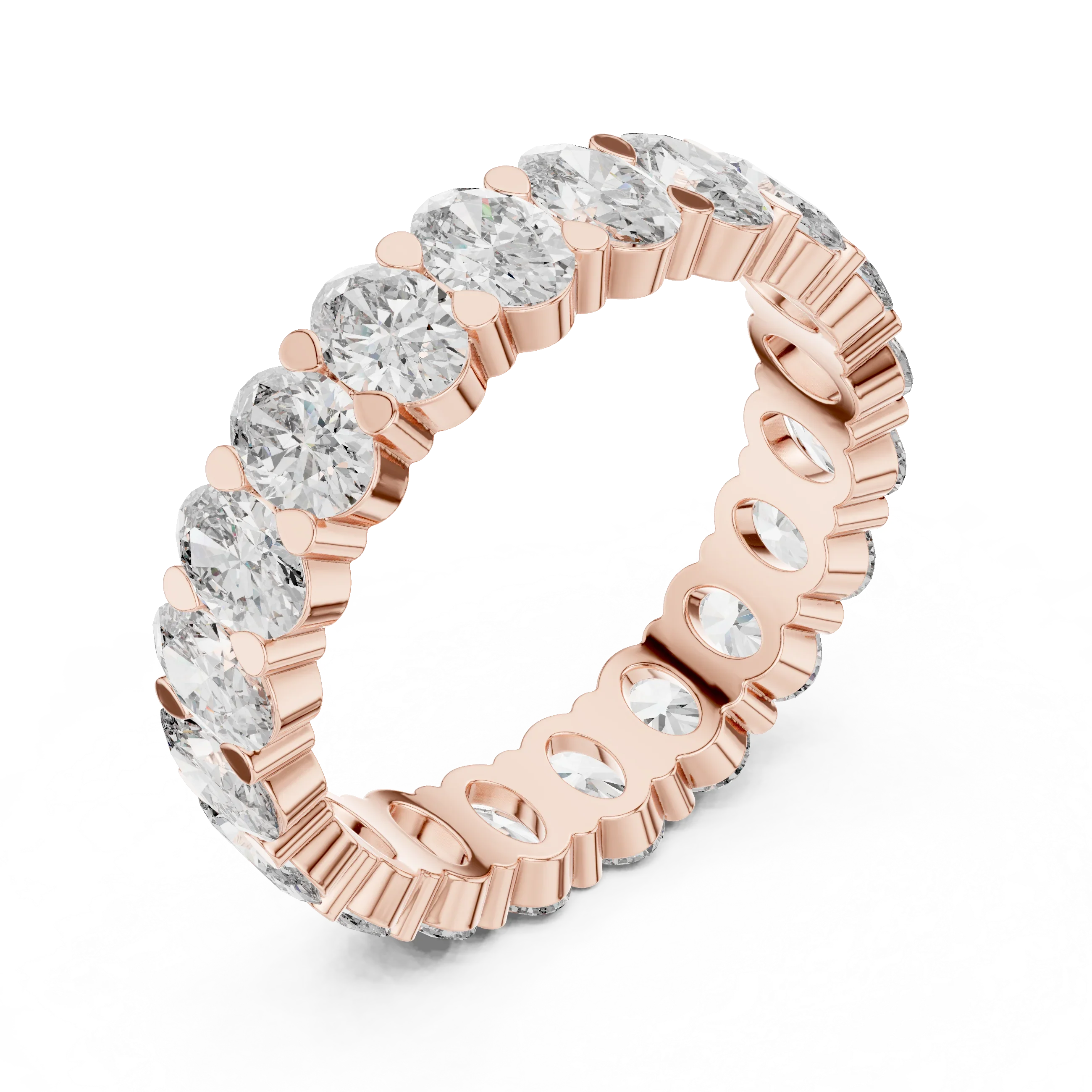 18K Gold Oval Lab Diamond Handcrafted Eternity Band 3.76 CTW
