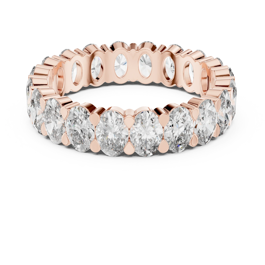 18K Gold Oval Lab Diamond Handcrafted Eternity Band 3.76 CTW