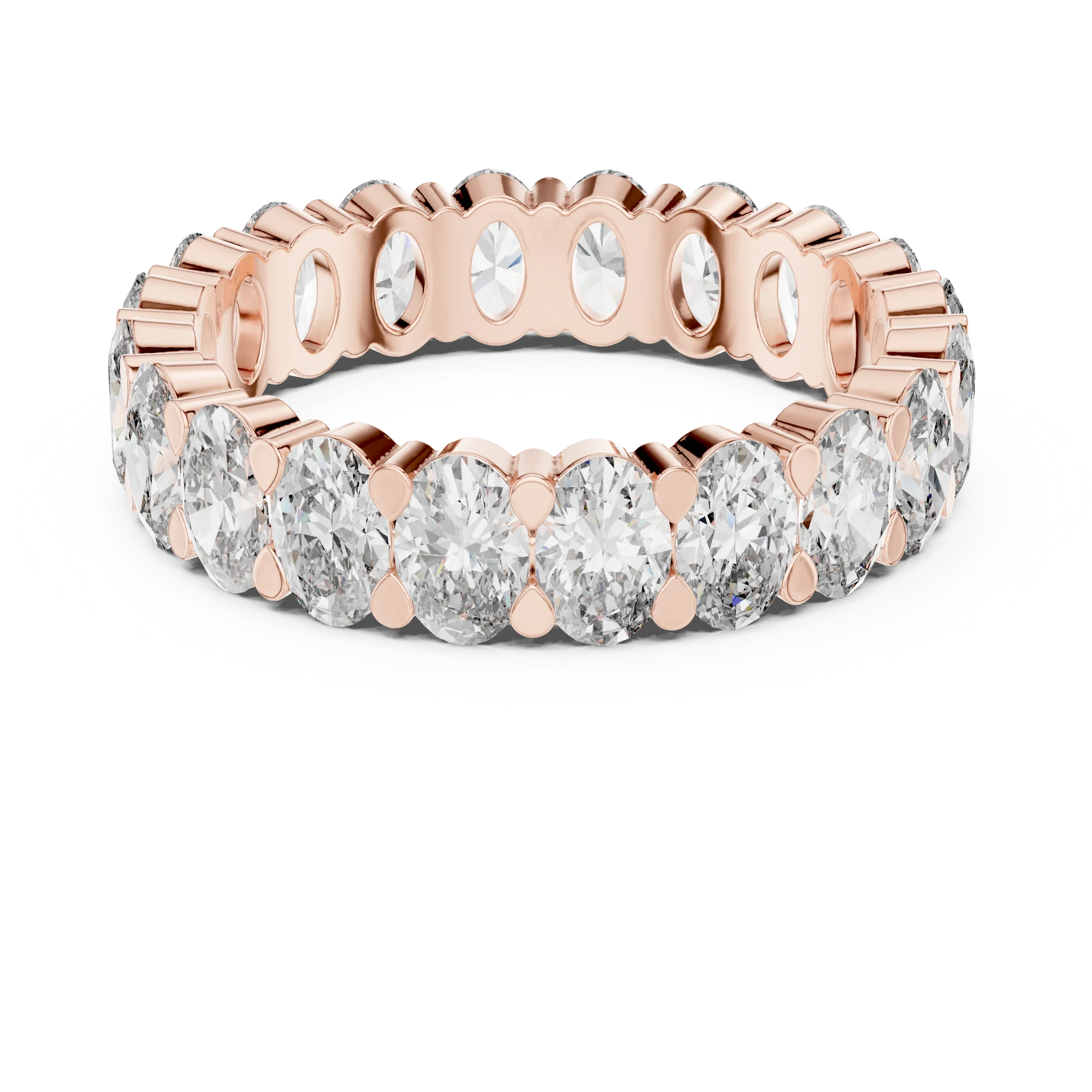 18K Gold Oval Lab Diamond Handcrafted Eternity Band 3.76 CTW