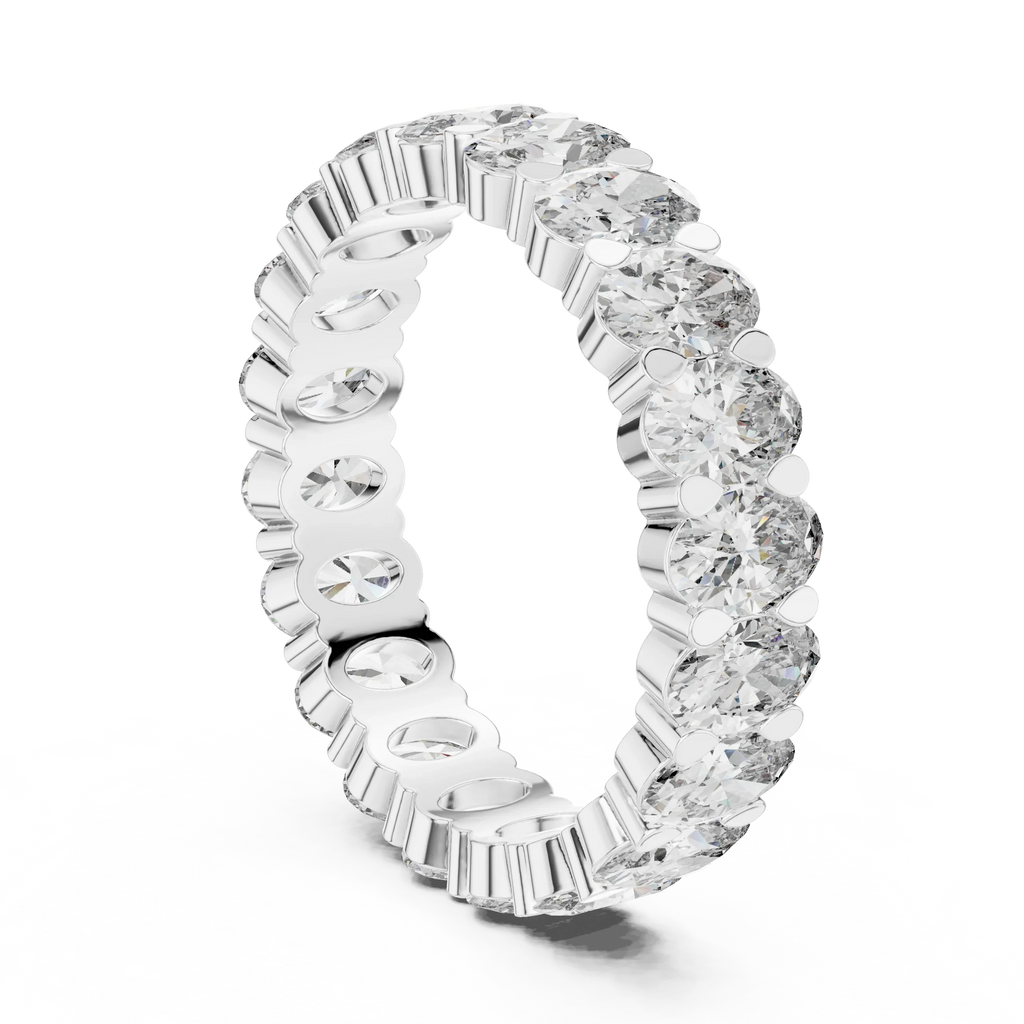 18K Gold Oval Lab Diamond Handcrafted Eternity Band 3.76 CTW