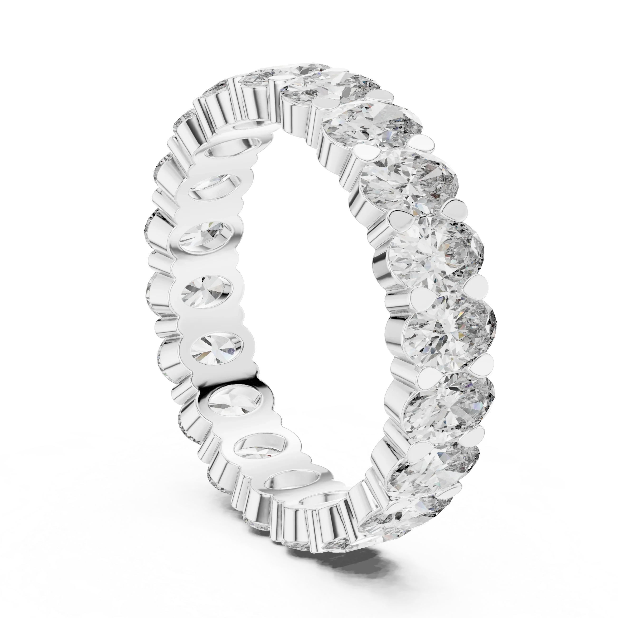 18K Gold Oval Lab Diamond Handcrafted Eternity Band 3.76 CTW