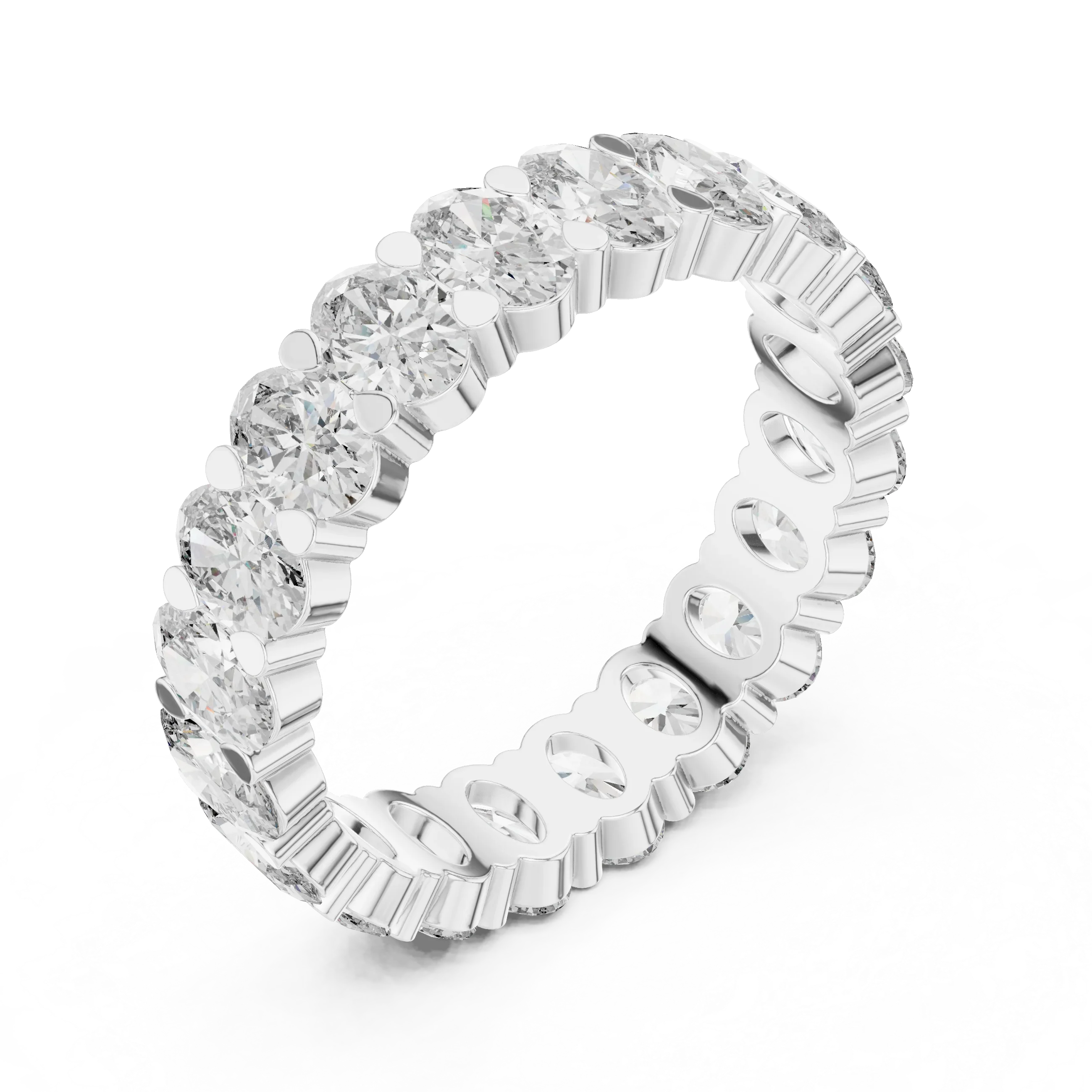 18K Gold Oval Lab Diamond Handcrafted Eternity Band 3.76 CTW