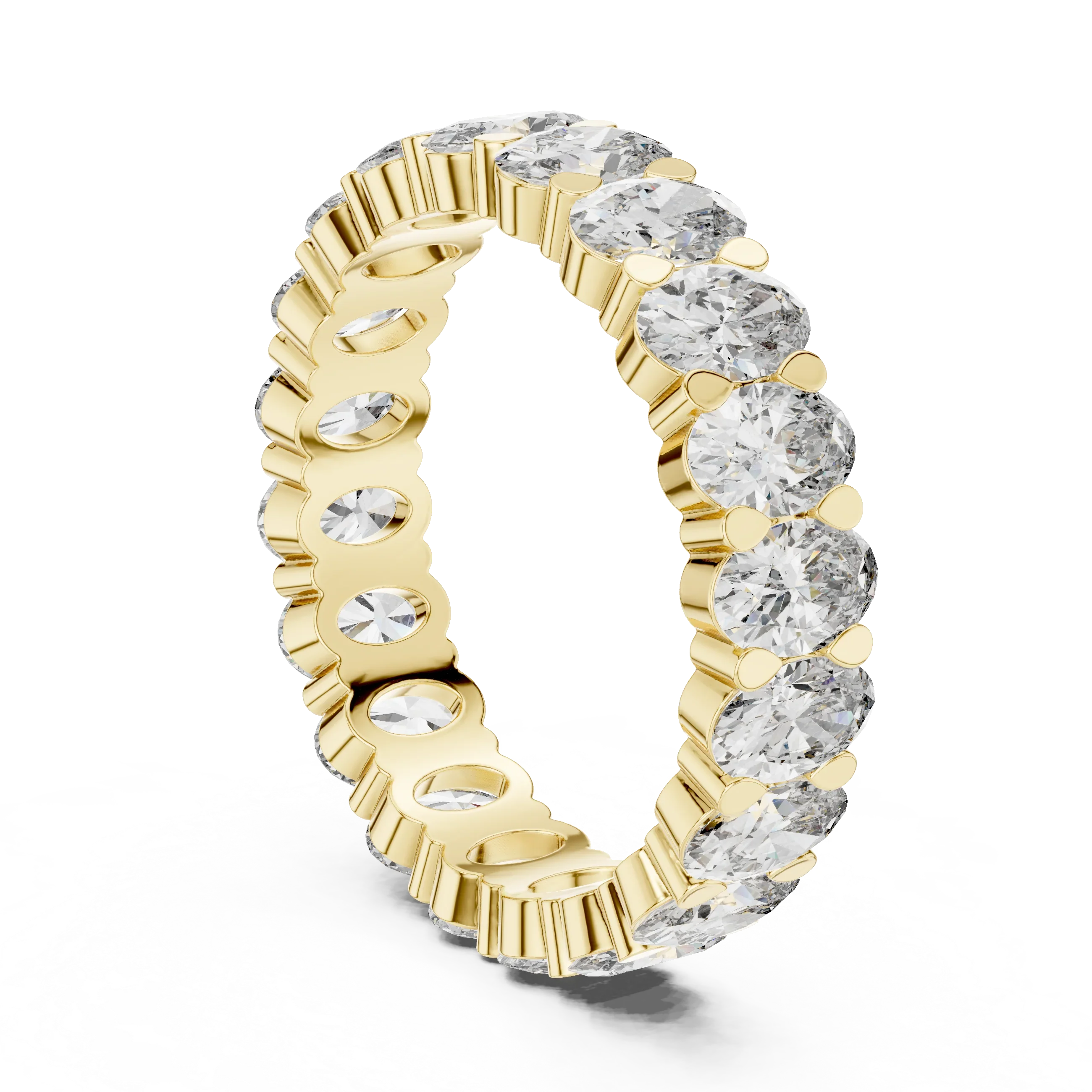 18K Gold Oval Lab Diamond Handcrafted Eternity Band 3.76 CTW
