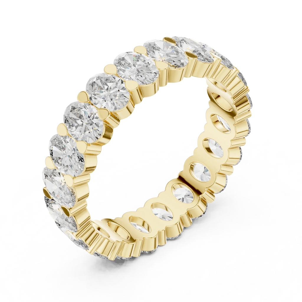 18K Gold Oval Lab Diamond Handcrafted Eternity Band 3.76 CTW