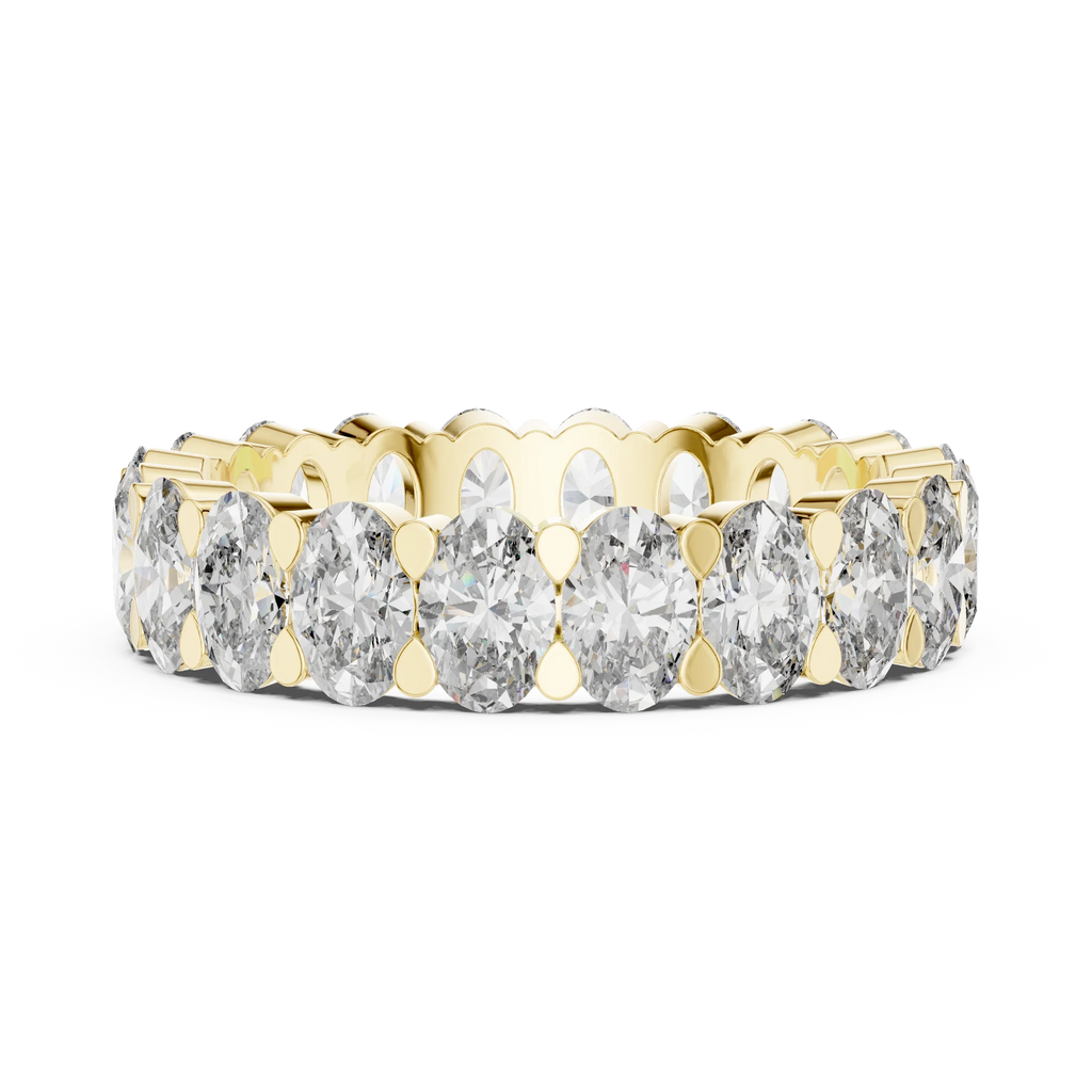 18K Gold Oval Lab Diamond Handcrafted Eternity Band 3.76 CTW