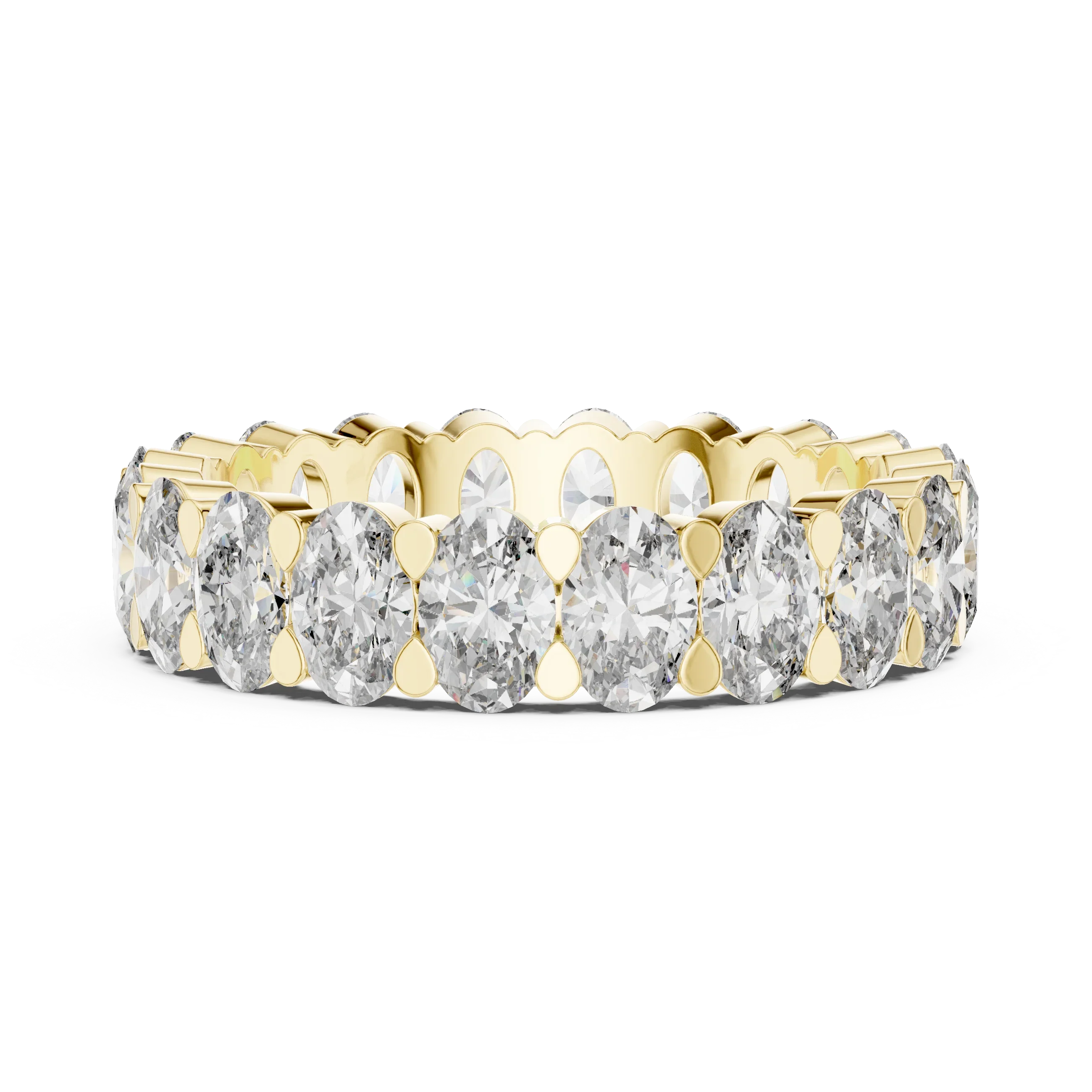 18K Gold Oval Lab Diamond Handcrafted Eternity Band 3.76 CTW