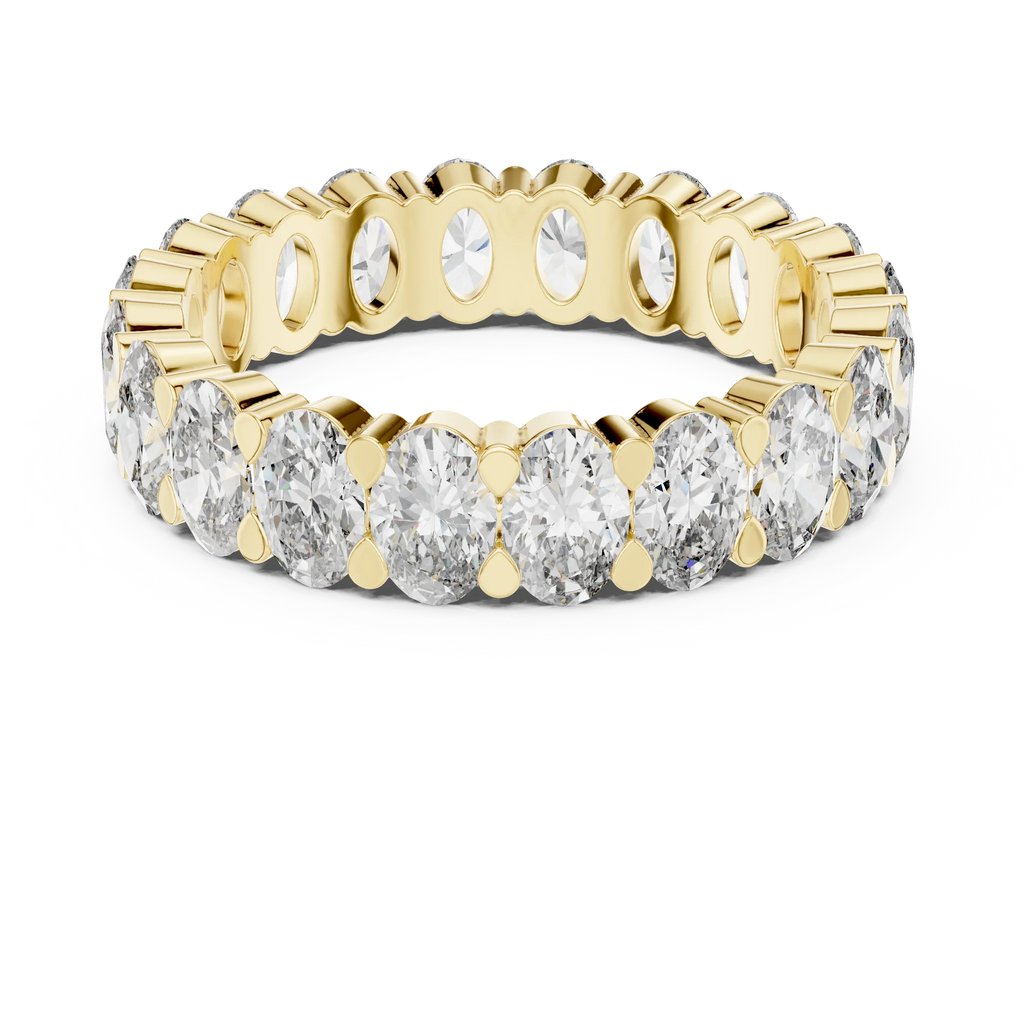 18K Gold Oval Lab Diamond Handcrafted Eternity Band 3.76 CTW