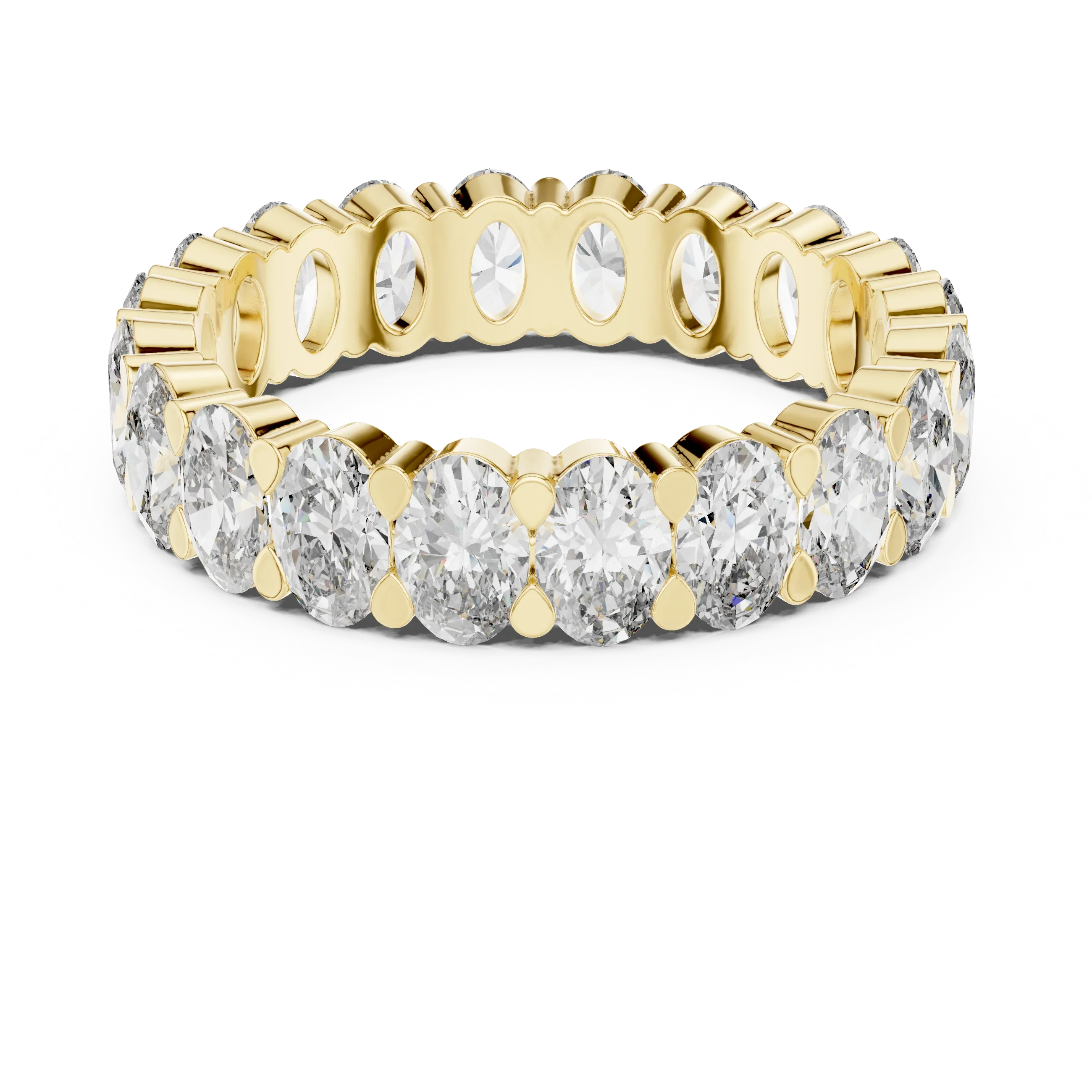 18K Gold Oval Lab Diamond Handcrafted Eternity Band 3.76 CTW