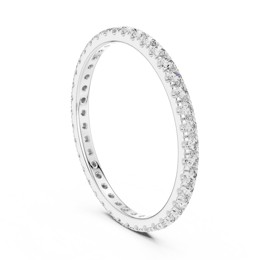 14K Gold Micropave VVS Lab Diamond Eternity Ring 0.46 CTW
