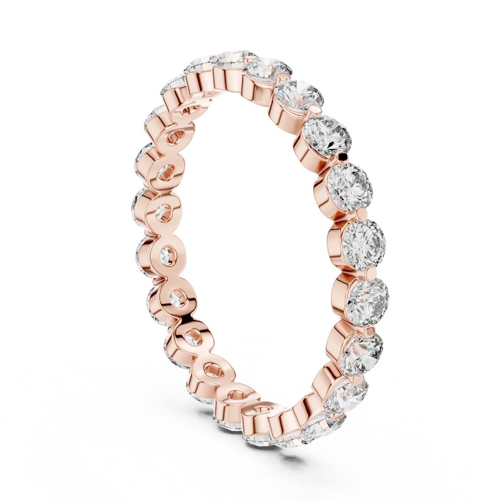 1.32 CTW Floating Bubble Round Moissanite 10K Eternity Wedding Band