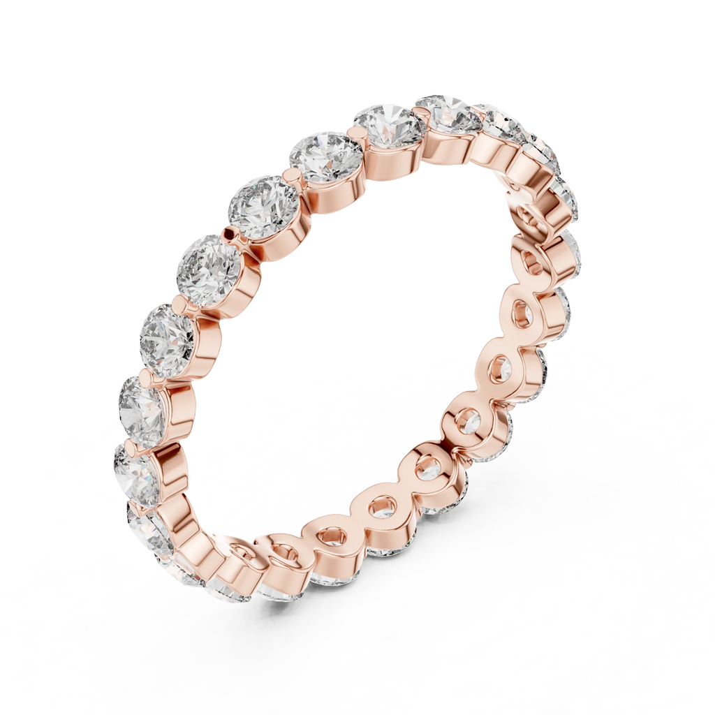 1.32 CTW Floating Bubble Round Moissanite 10K Eternity Wedding Band