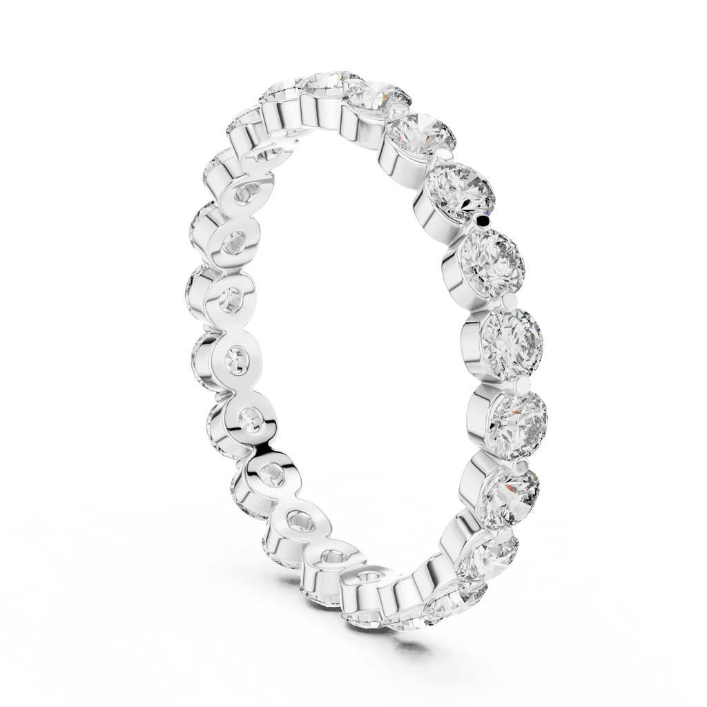 1.32 CTW Floating Bubble Round Moissanite 10K Eternity Wedding Band