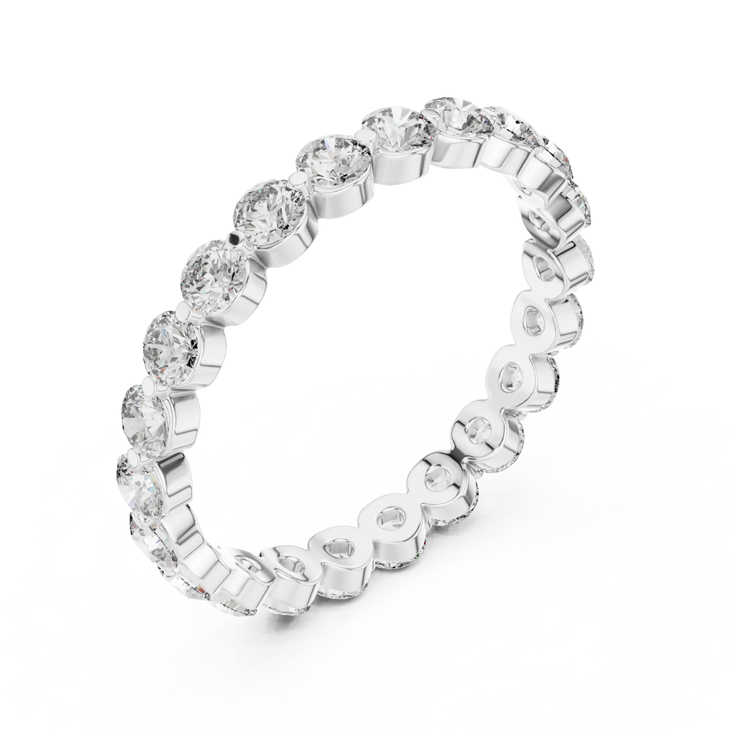 1.32 CTW Floating Bubble Round Moissanite 10K Eternity Wedding Band