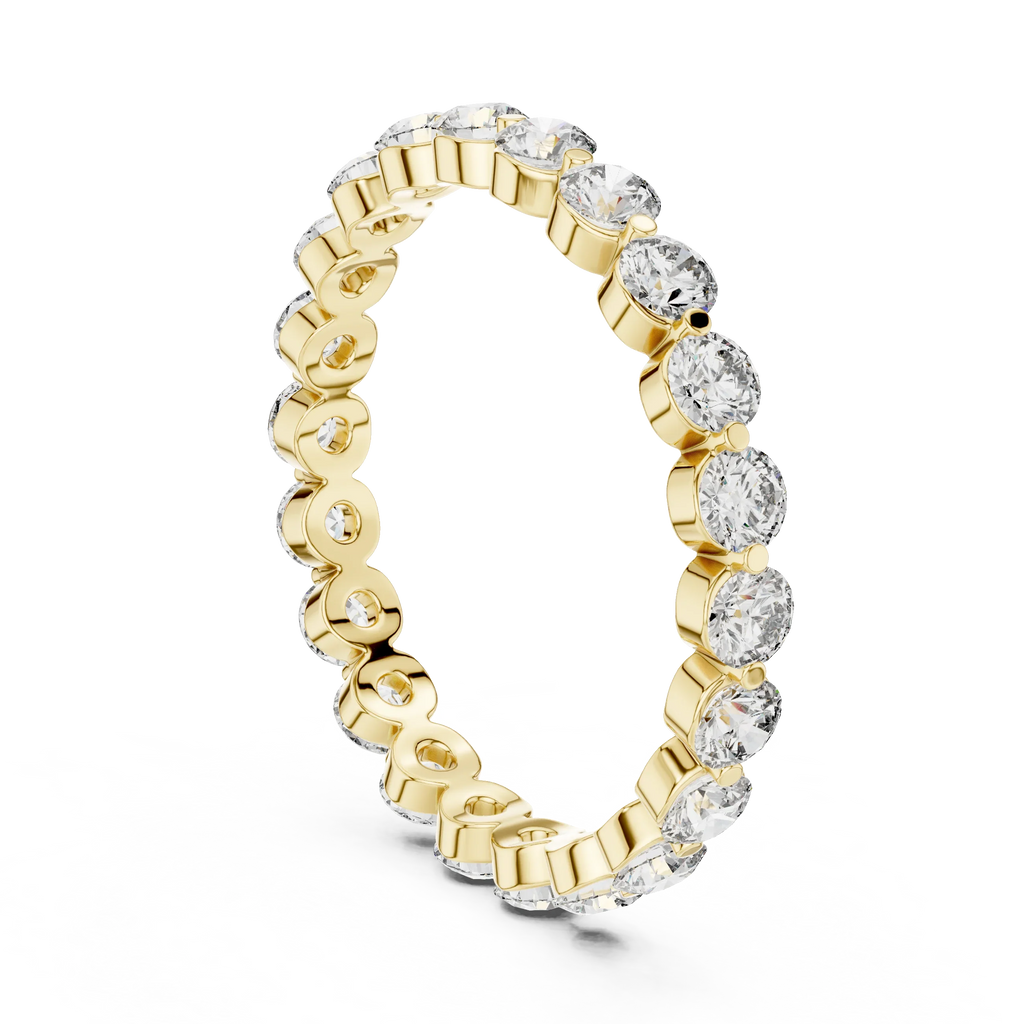1.32 CTW Floating Bubble Round Moissanite 10K Eternity Wedding Band