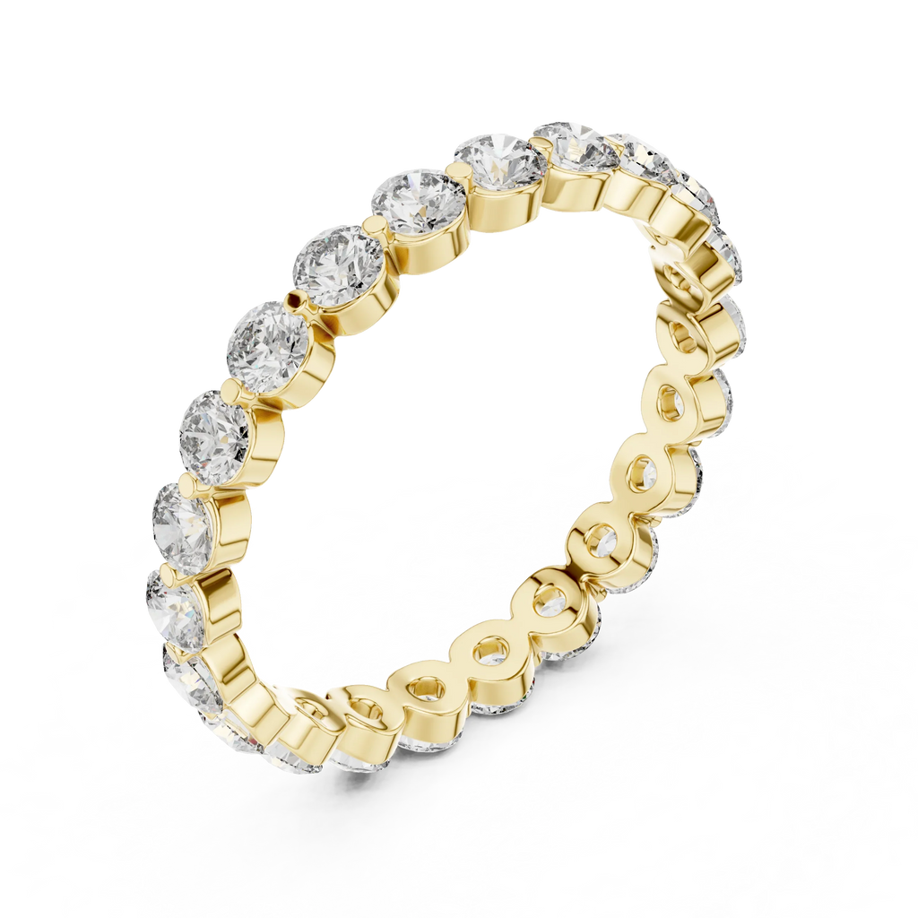 1.32 CTW Floating Bubble Round Moissanite 10K Eternity Wedding Band