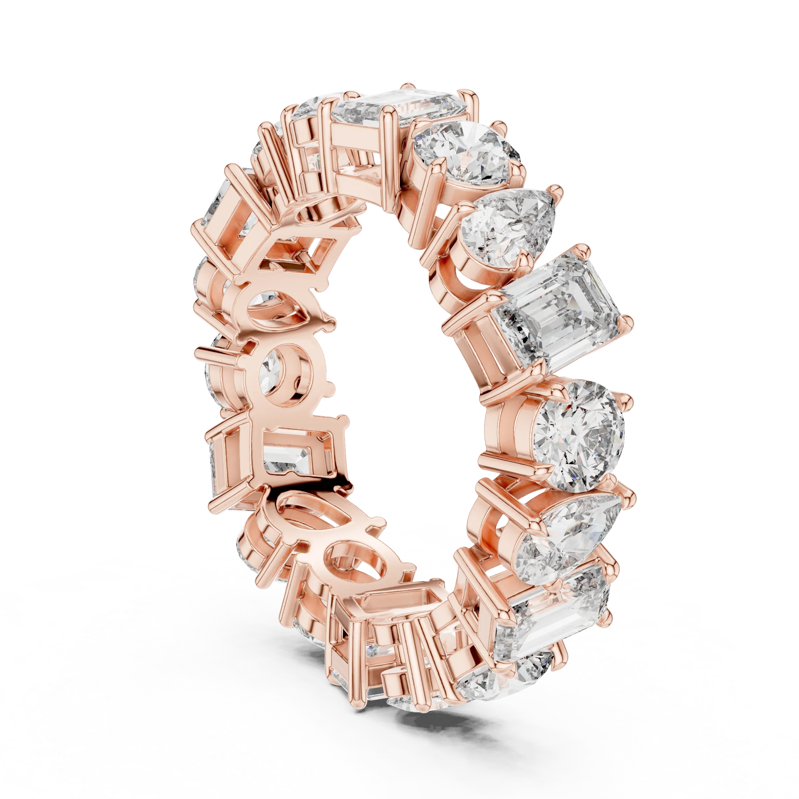 5.76 CTW Fancy Shape Moissanite VVS D Color Eternity Band