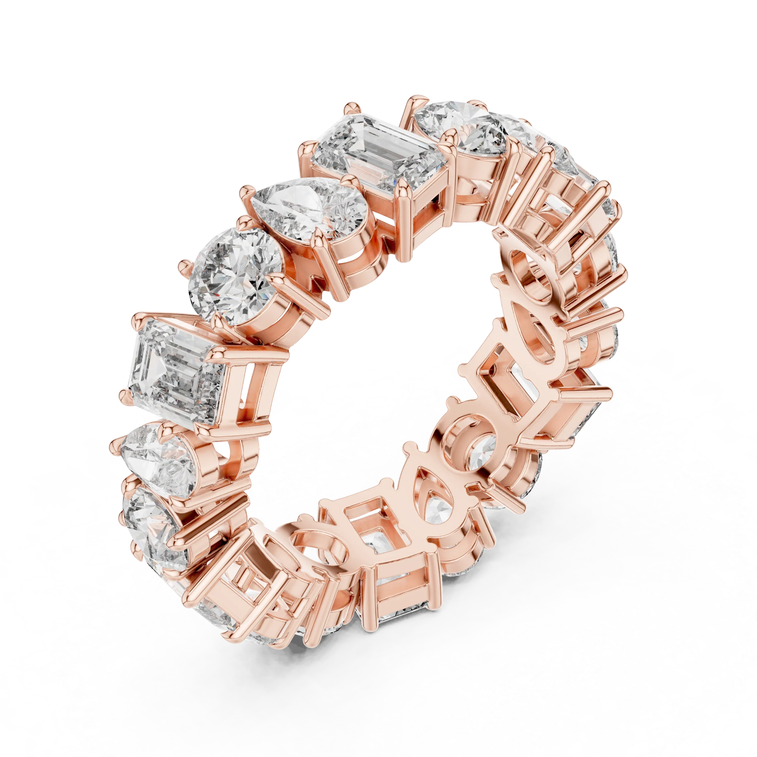 5.76 CTW Fancy Shape Moissanite VVS D Color Eternity Band