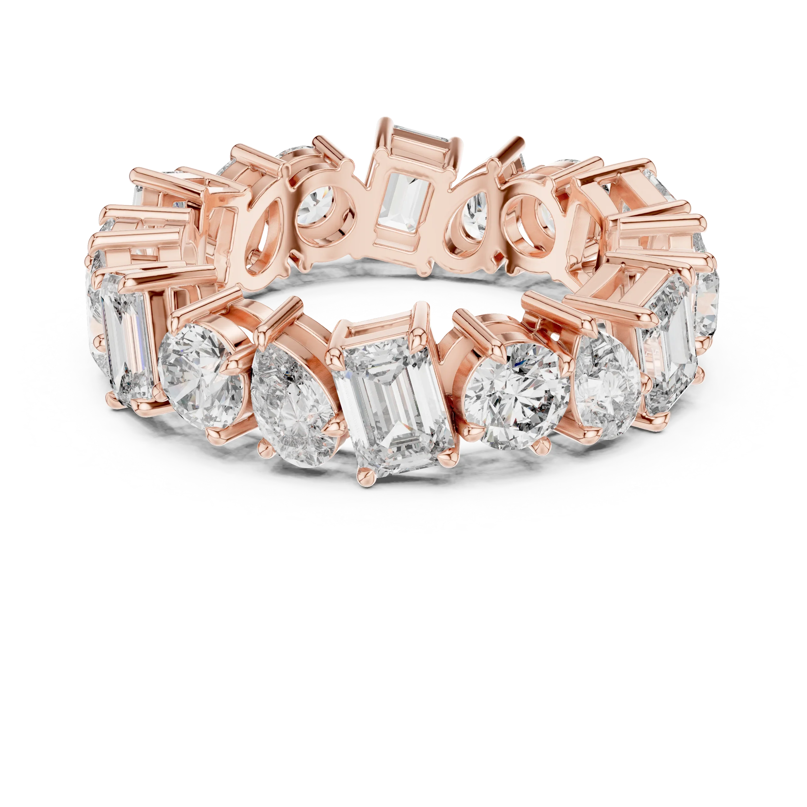 5.76 CTW Fancy Shape Moissanite VVS D Color Eternity Band