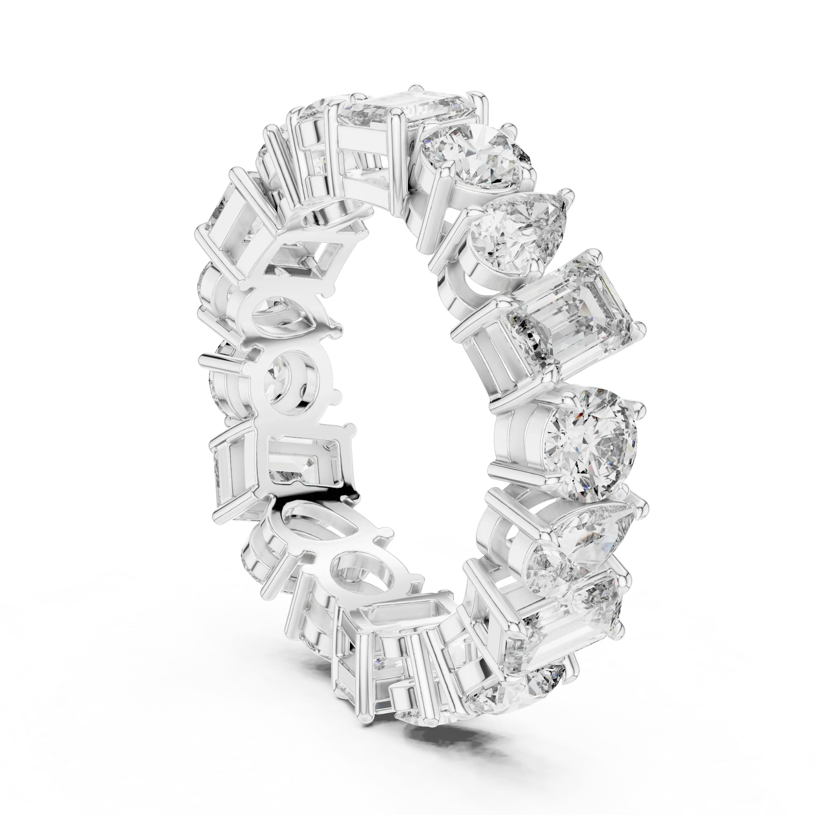 5.76 CTW Fancy Shape Moissanite VVS D Color Eternity Band