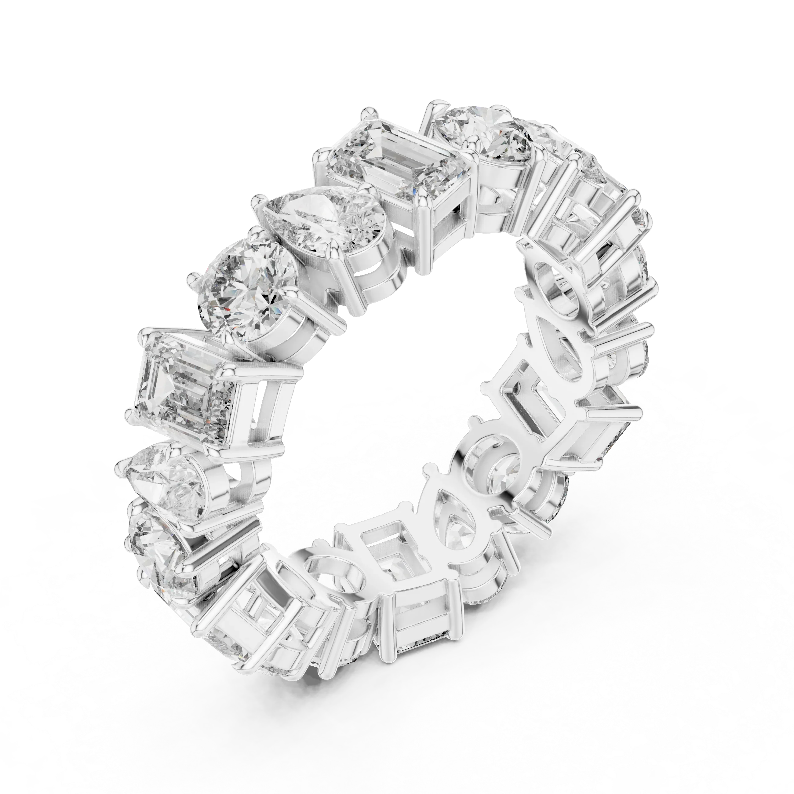 5.76 CTW Fancy Shape Moissanite VVS D Color Eternity Band