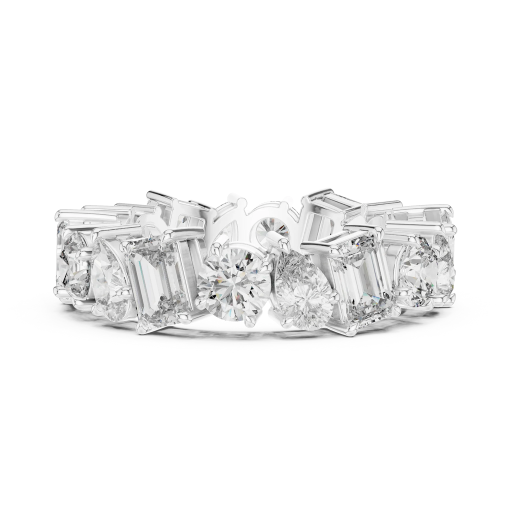 5.76 CTW Fancy Shape Moissanite VVS D Color Eternity Band