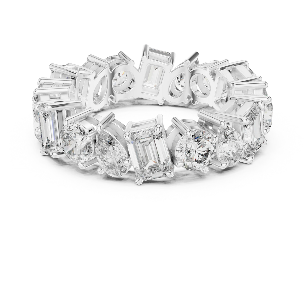 5.76 CTW Fancy Shape Moissanite VVS D Color Eternity Band