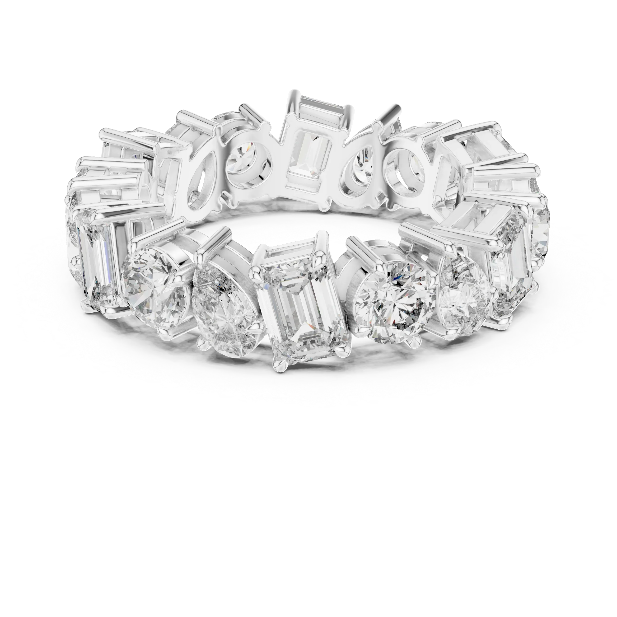 5.76 CTW Fancy Shape Moissanite VVS D Color Eternity Band