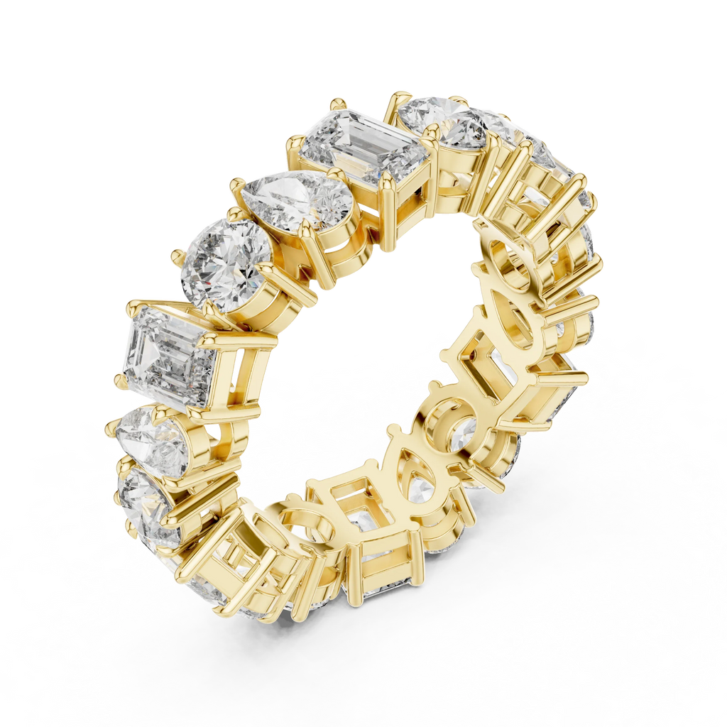 5.76 CTW Fancy Shape Moissanite VVS D Color Eternity Band