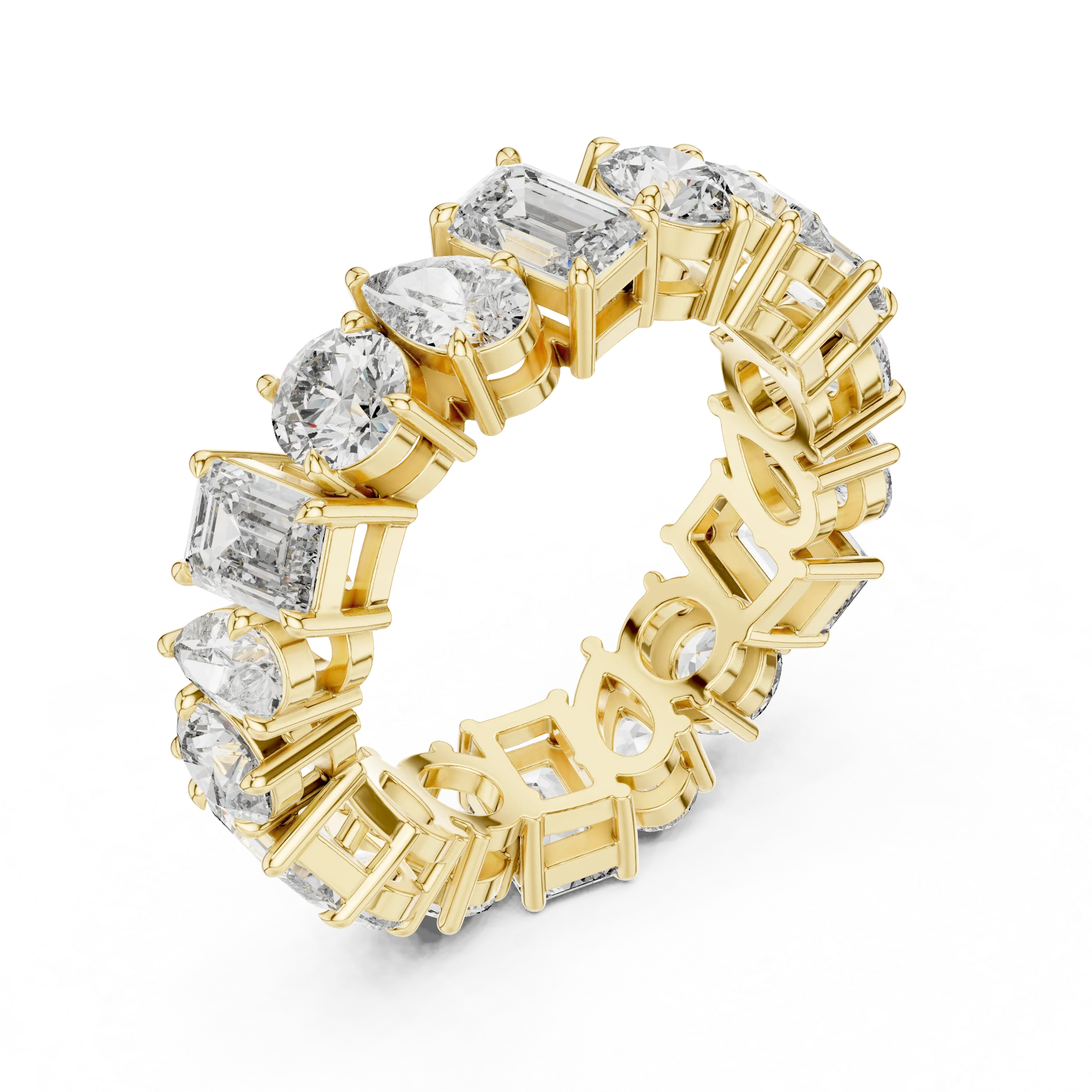 5.76 CTW Fancy Shape Moissanite VVS D Color Eternity Band