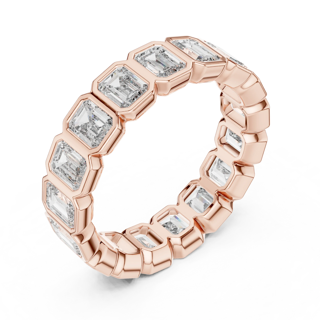 3.40 CTW Emerald Moissanite 14K Gold Handcrafted Eternity Band