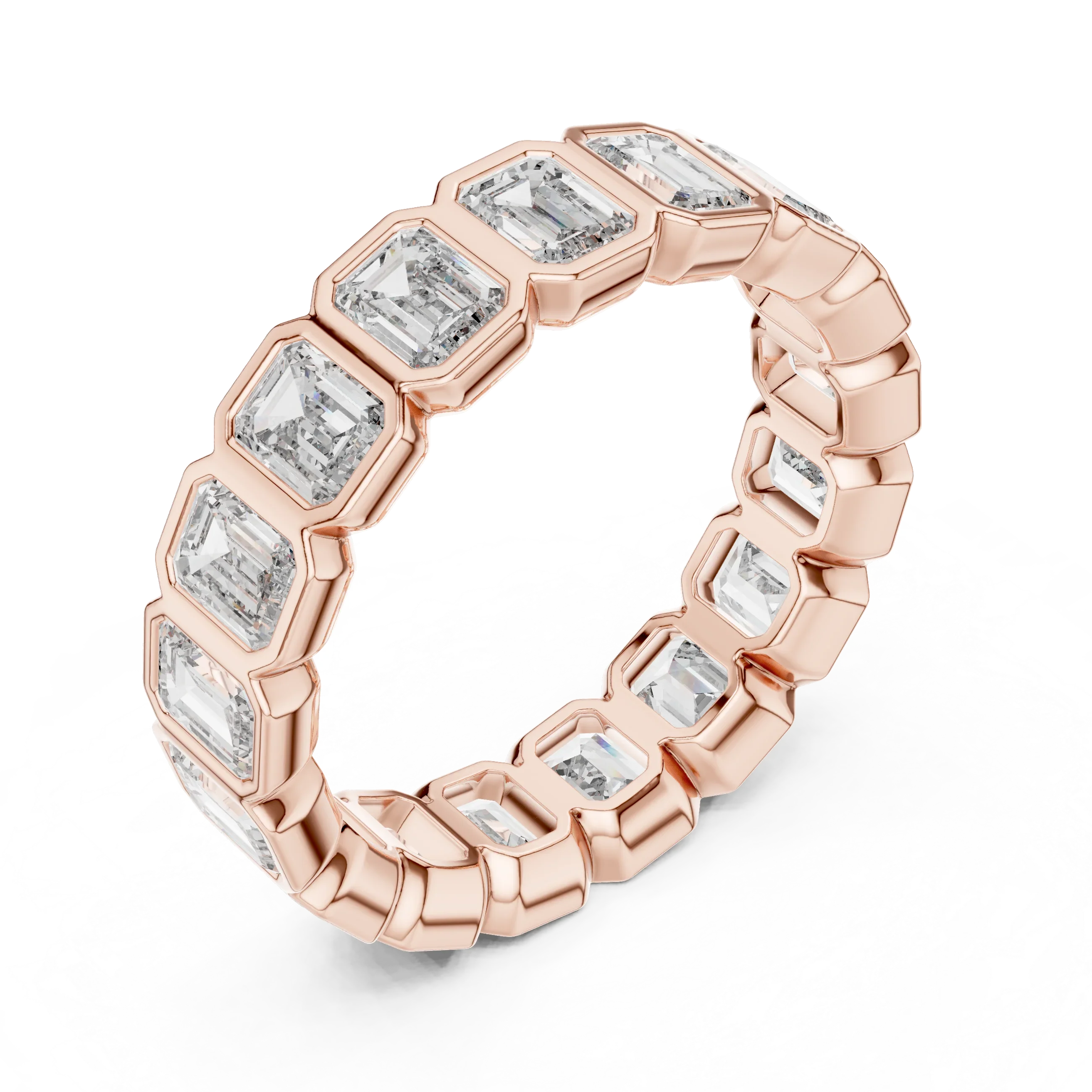 3.40 CTW Emerald Moissanite 14K Gold Handcrafted Eternity Band