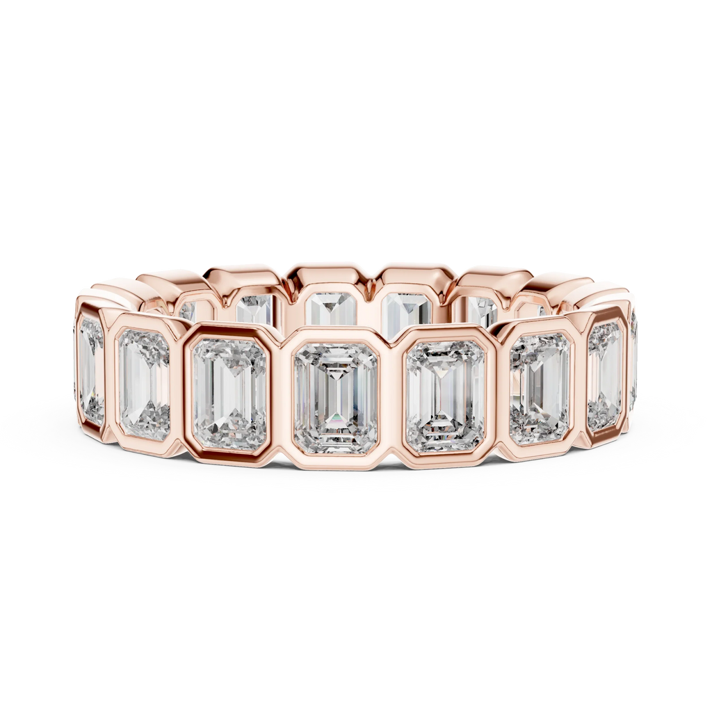 3.40 CTW Emerald Moissanite 14K Gold Handcrafted Eternity Band