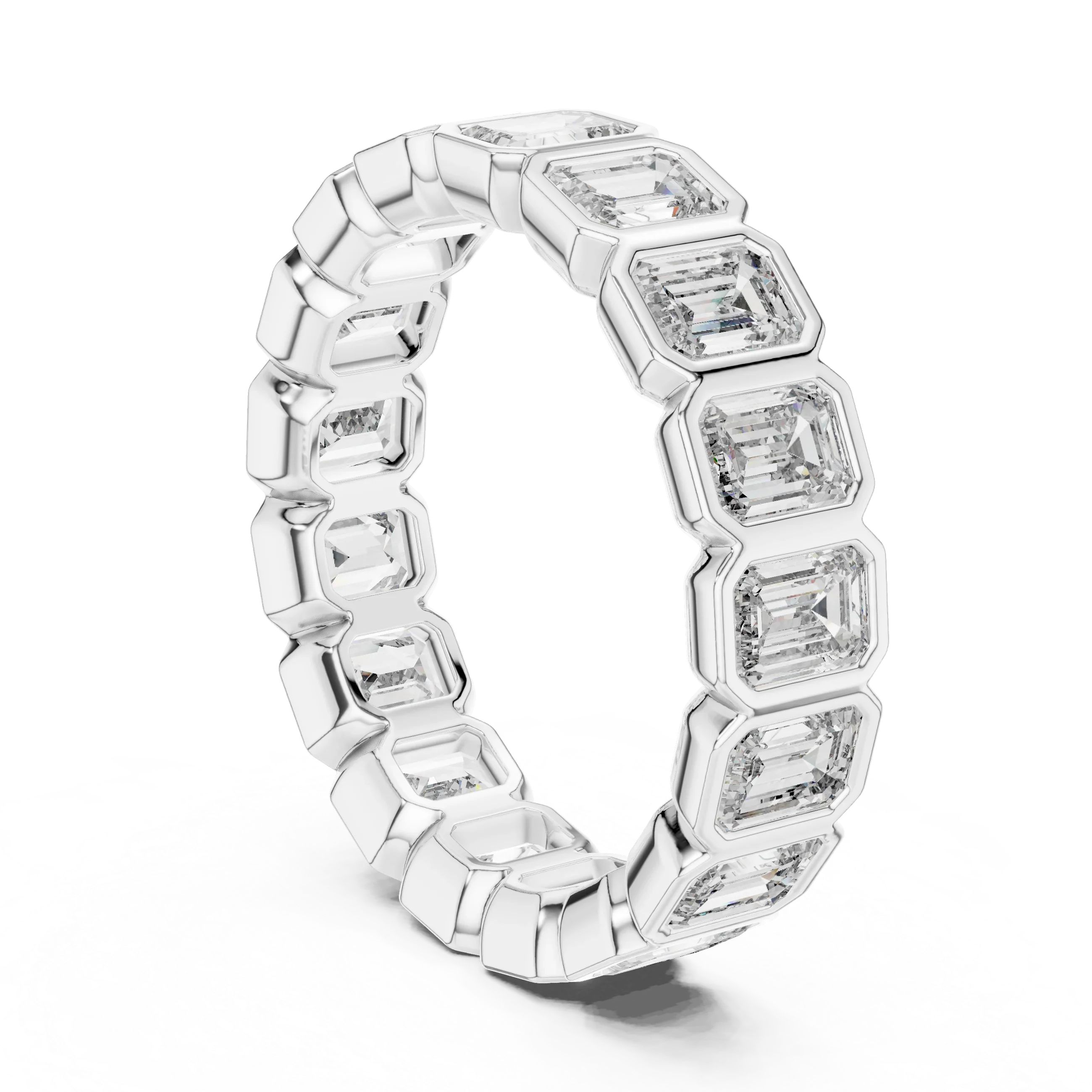 3.40 CTW Emerald Moissanite 14K Gold Handcrafted Eternity Band