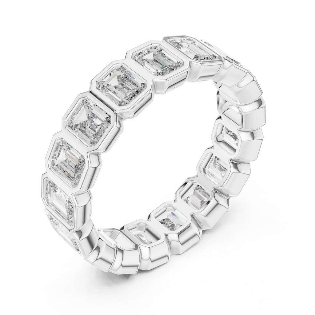3.40 CTW Emerald Moissanite 14K Gold Handcrafted Eternity Band