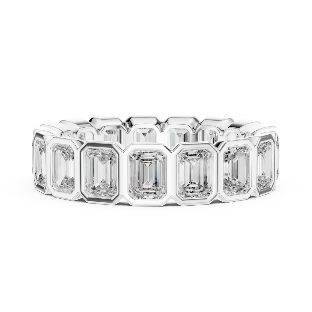 3.40 CTW Emerald Moissanite 14K Gold Handcrafted Eternity Band