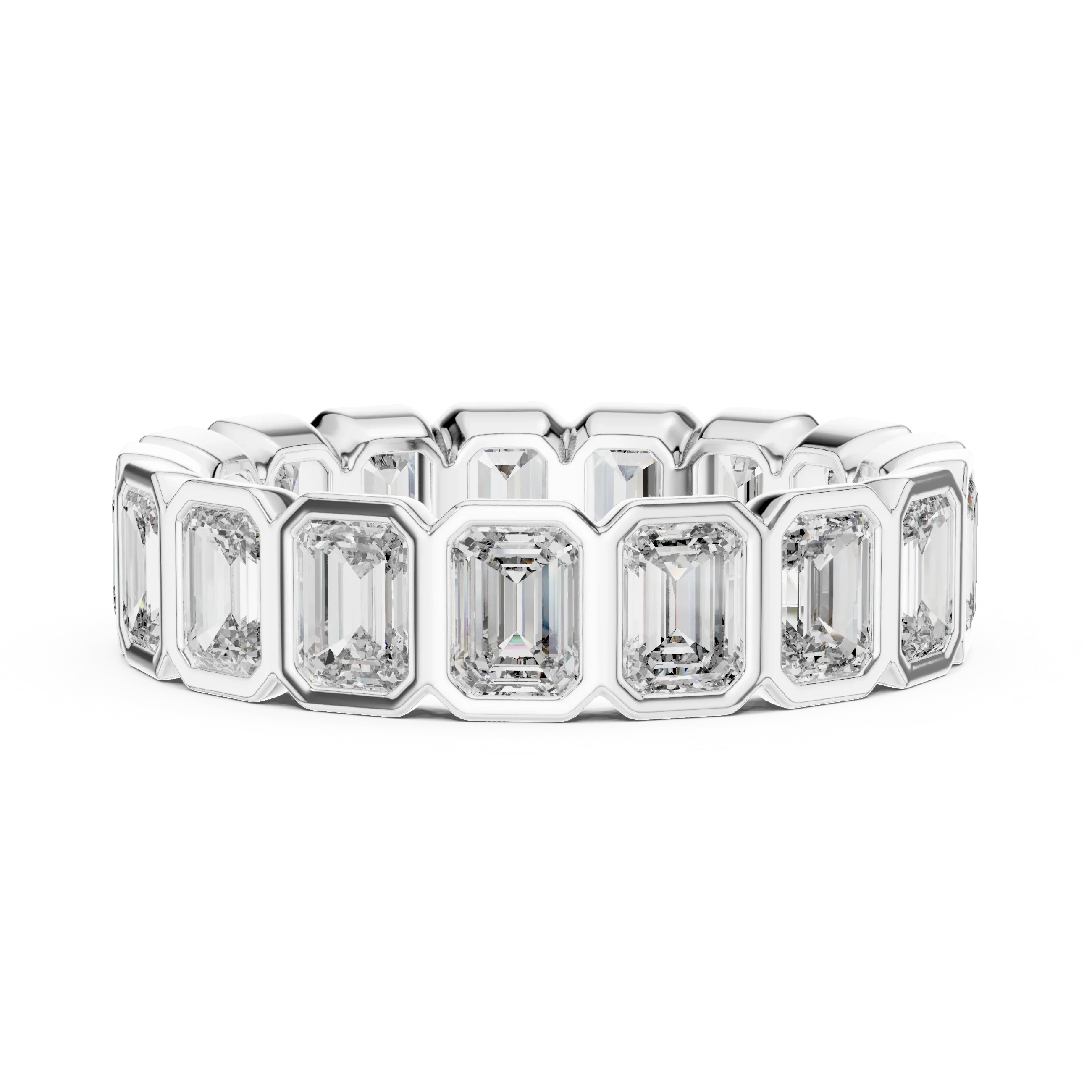 3.40 CTW Emerald Moissanite 14K Gold Handcrafted Eternity Band