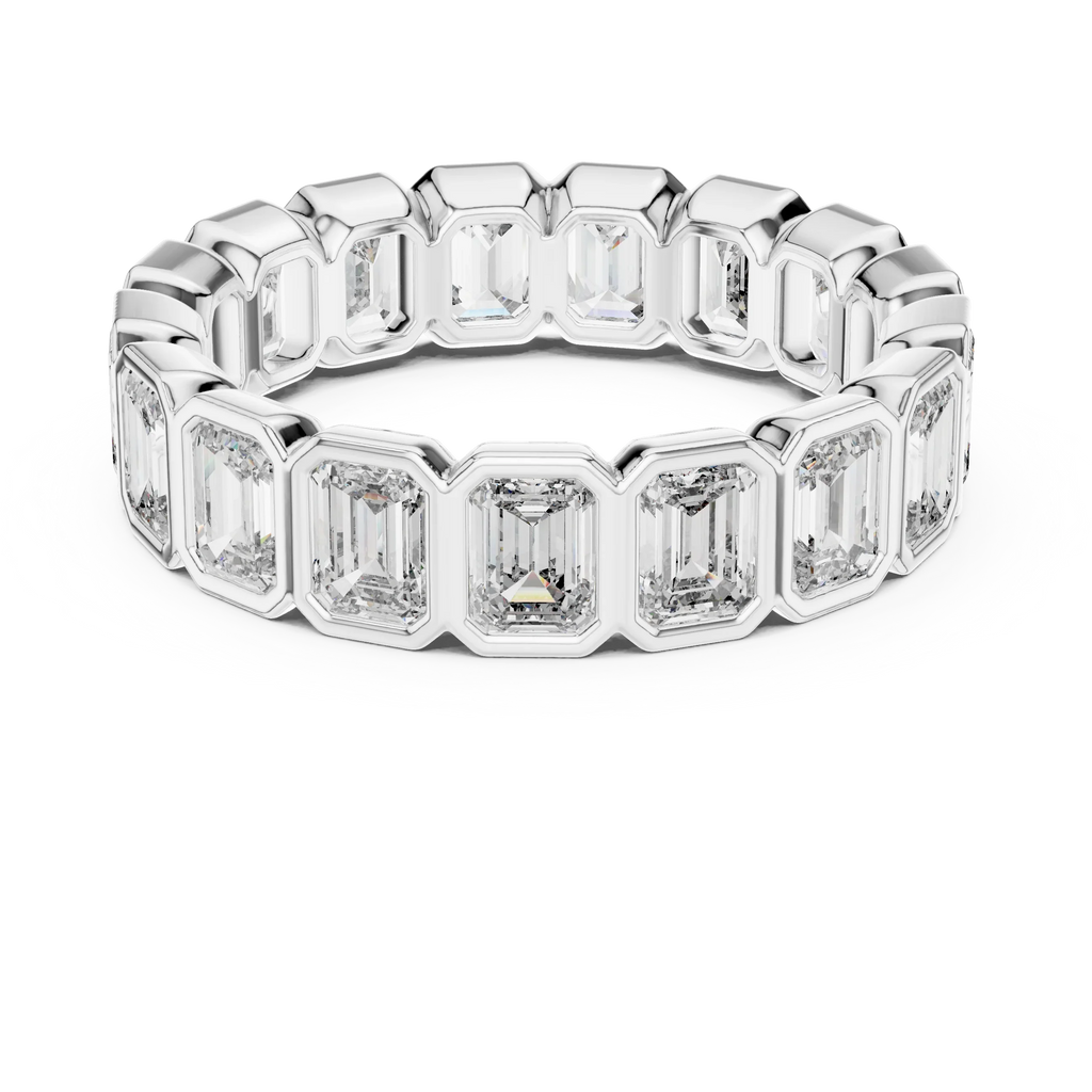 3.40 CTW Emerald Moissanite 14K Gold Handcrafted Eternity Band