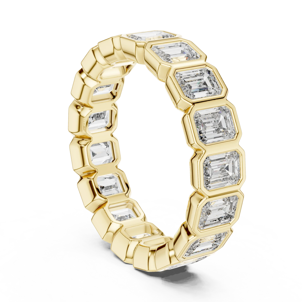 3.40 CTW Emerald Moissanite 14K Gold Handcrafted Eternity Band