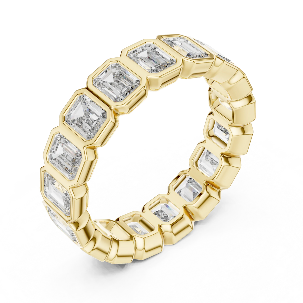 3.40 CTW Emerald Moissanite 14K Gold Handcrafted Eternity Band
