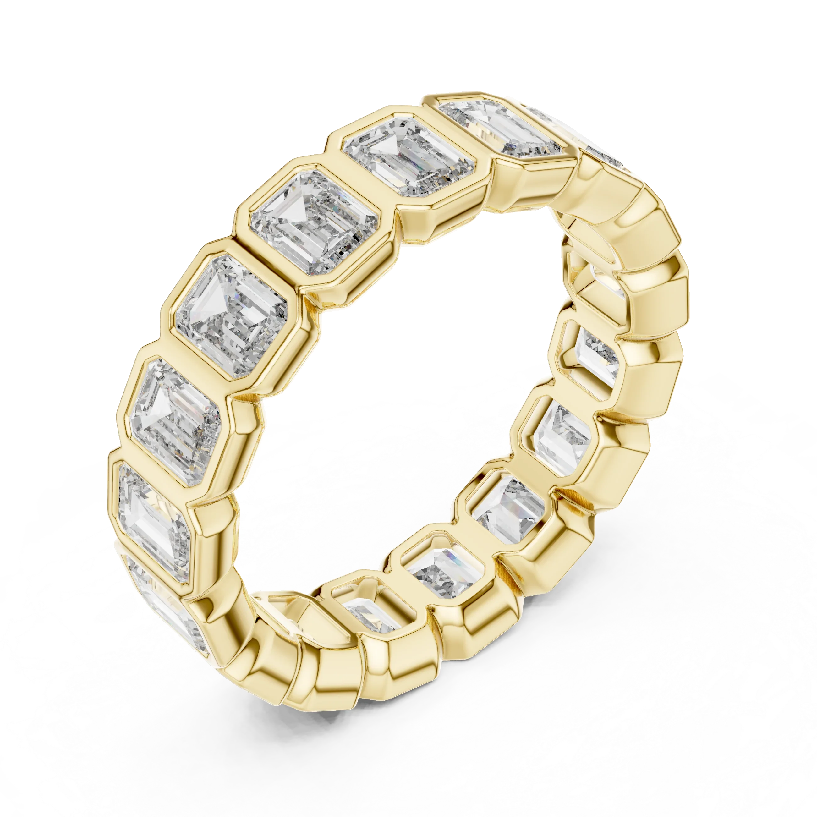 3.40 CTW Emerald Moissanite 14K Gold Handcrafted Eternity Band