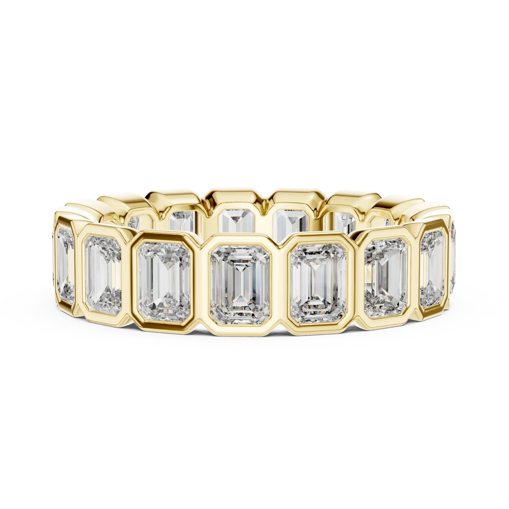 3.40 CTW Emerald Moissanite 14K Gold Handcrafted Eternity Band