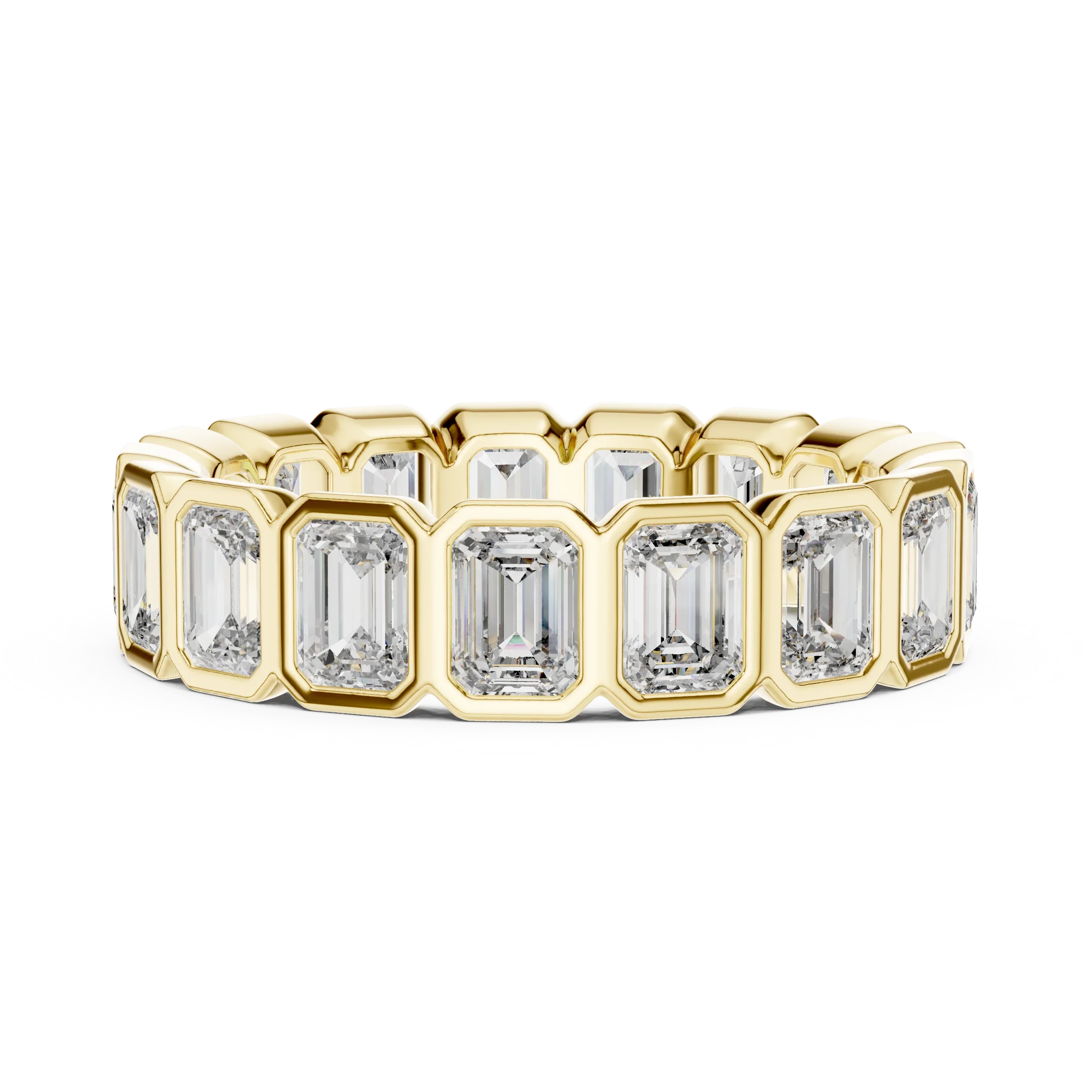 3.40 CTW Emerald Moissanite 14K Gold Handcrafted Eternity Band