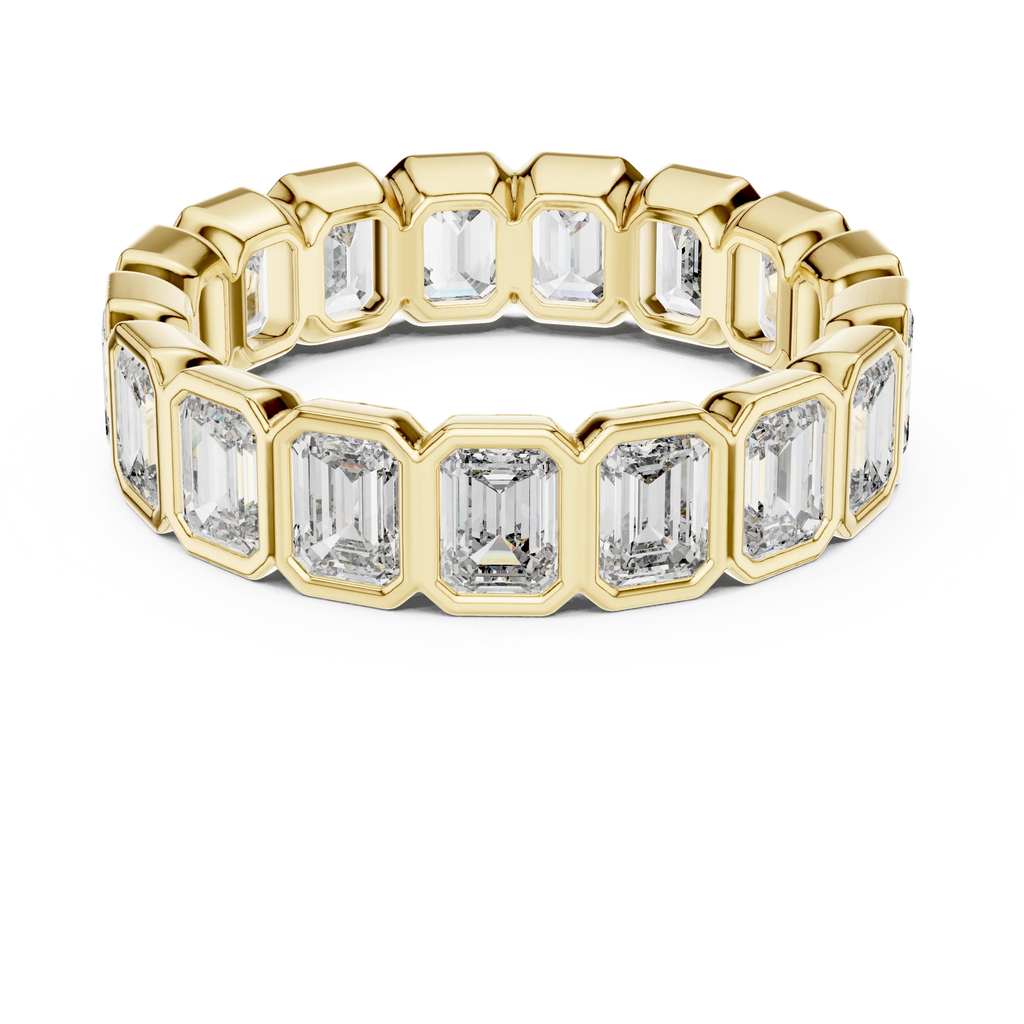 3.40 CTW Emerald Moissanite 14K Gold Handcrafted Eternity Band