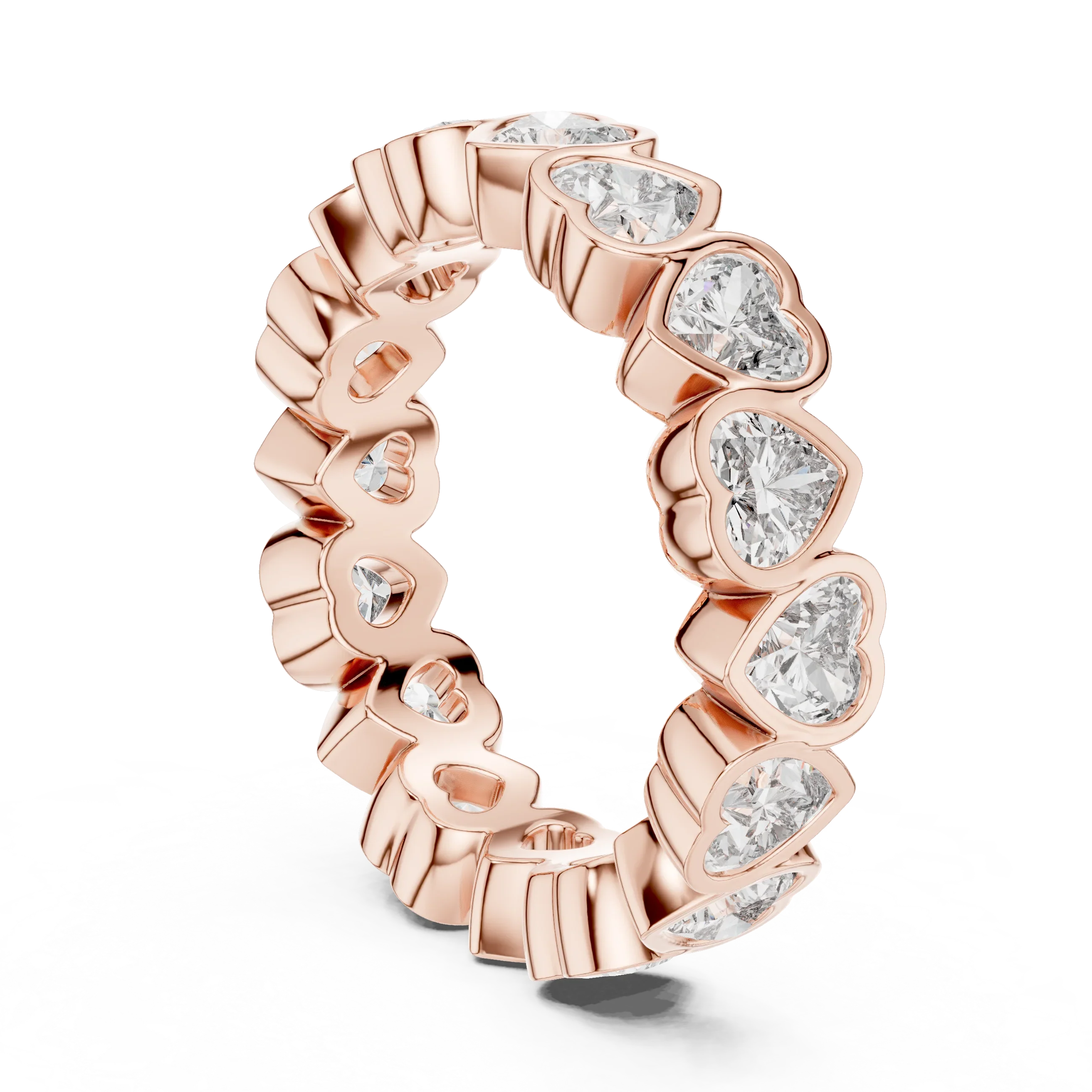 Heart Lab Diamond Bezel Set 925 Silver Eternity Band