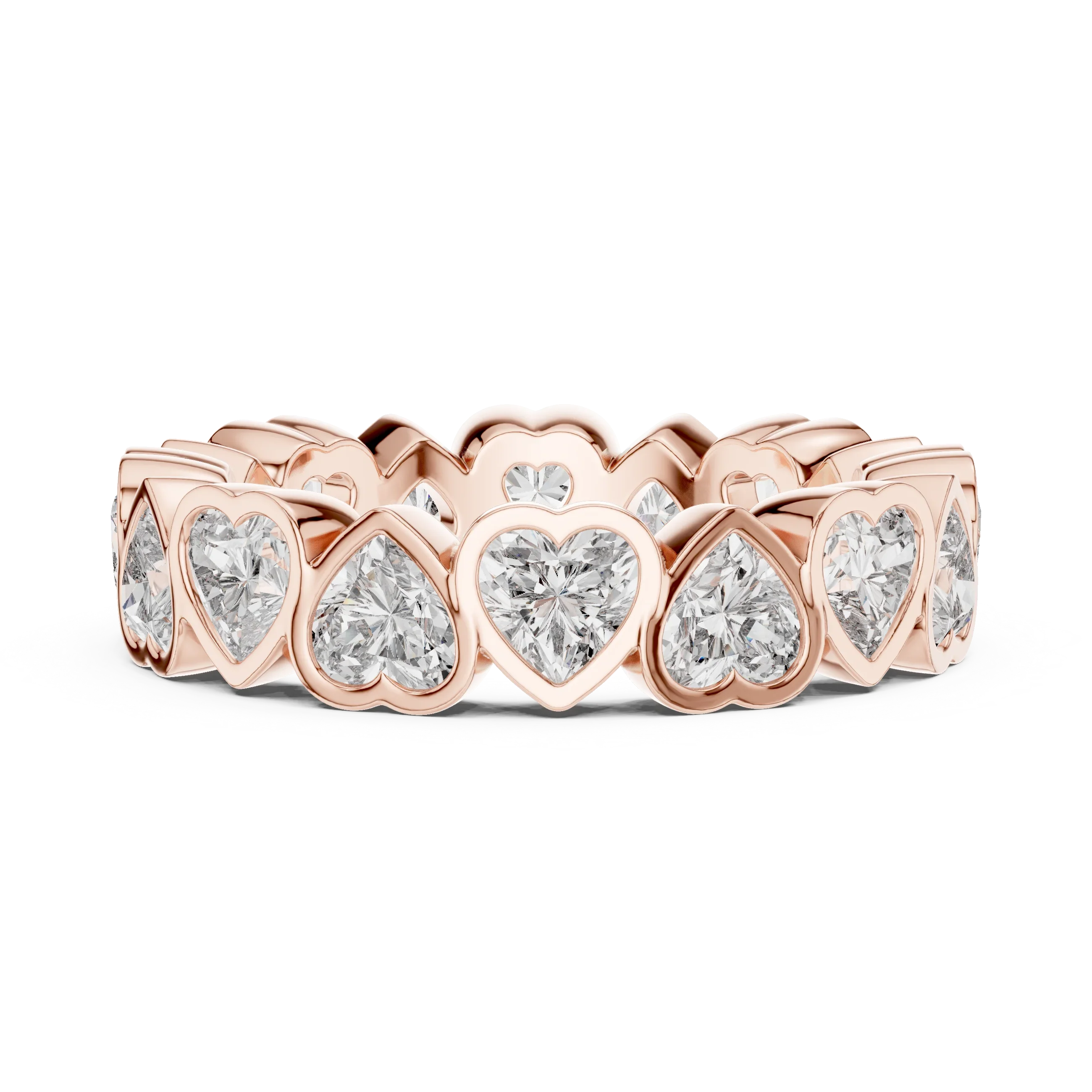 Heart Lab Diamond Bezel Set 925 Silver Eternity Band
