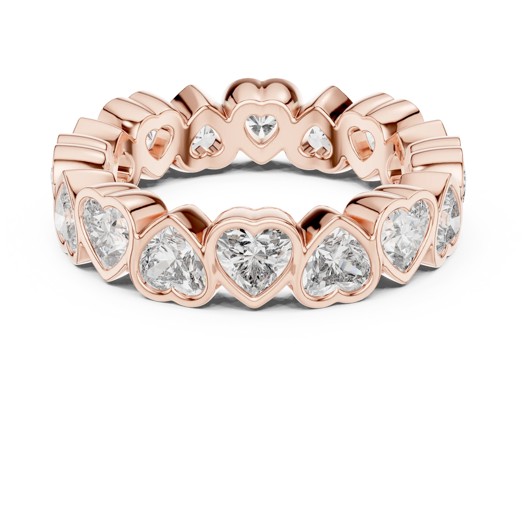Heart Lab Diamond Bezel Set 925 Silver Eternity Band