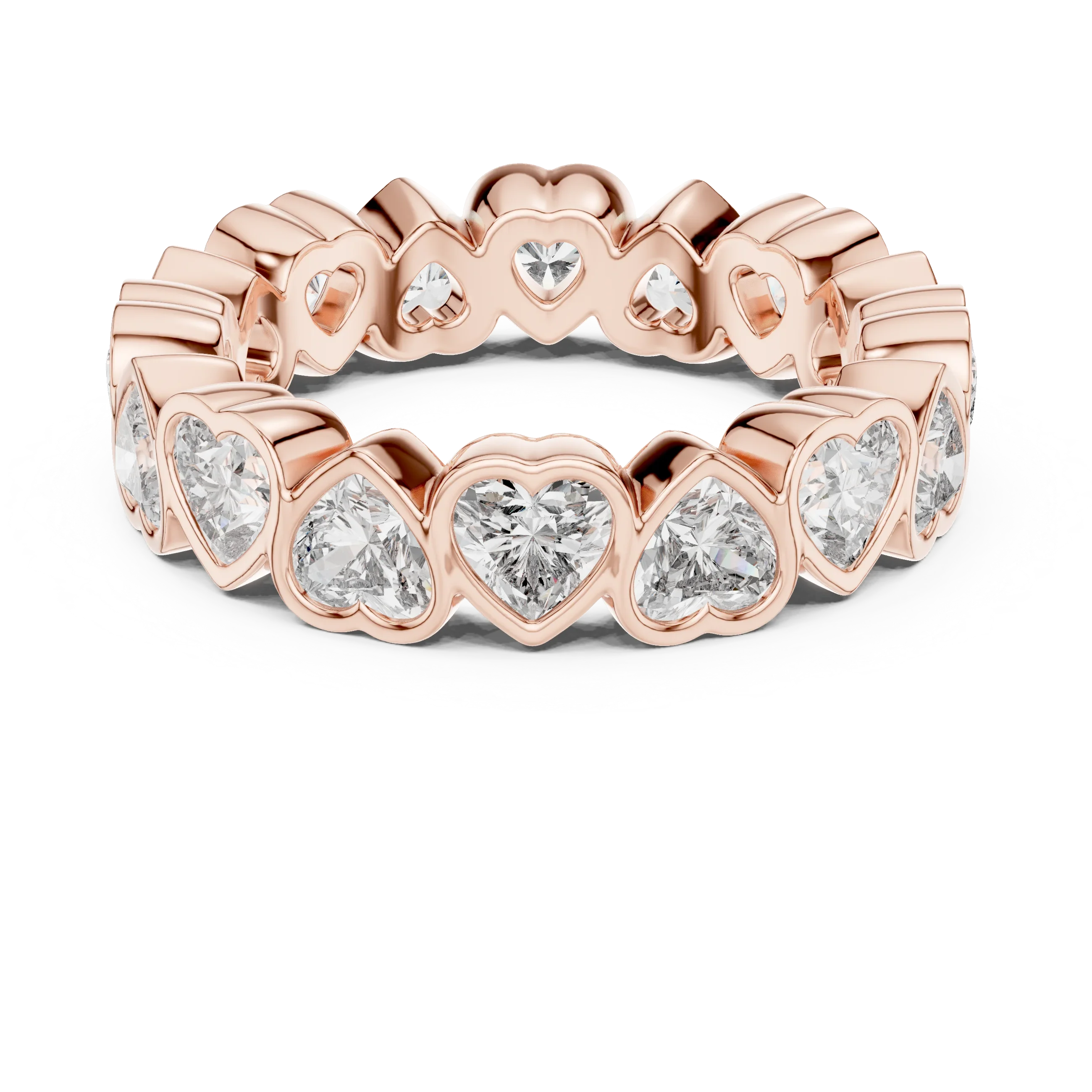 Heart Lab Diamond Bezel Set 925 Silver Eternity Band