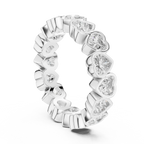 Heart Lab Diamond Bezel Set 925 Silver Eternity Band