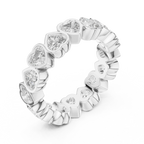Heart Lab Diamond Bezel Set 925 Silver Eternity Band