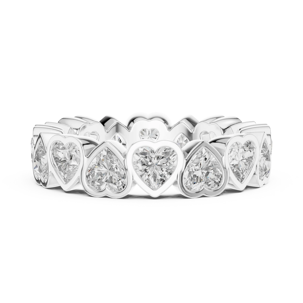 Heart Lab Diamond Bezel Set 925 Silver Eternity Band